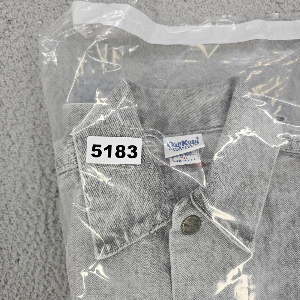Vintage OshKosh B'gosh Jacket Kids 10 Gray Herringbone‎ Denim Workwear 90s USA